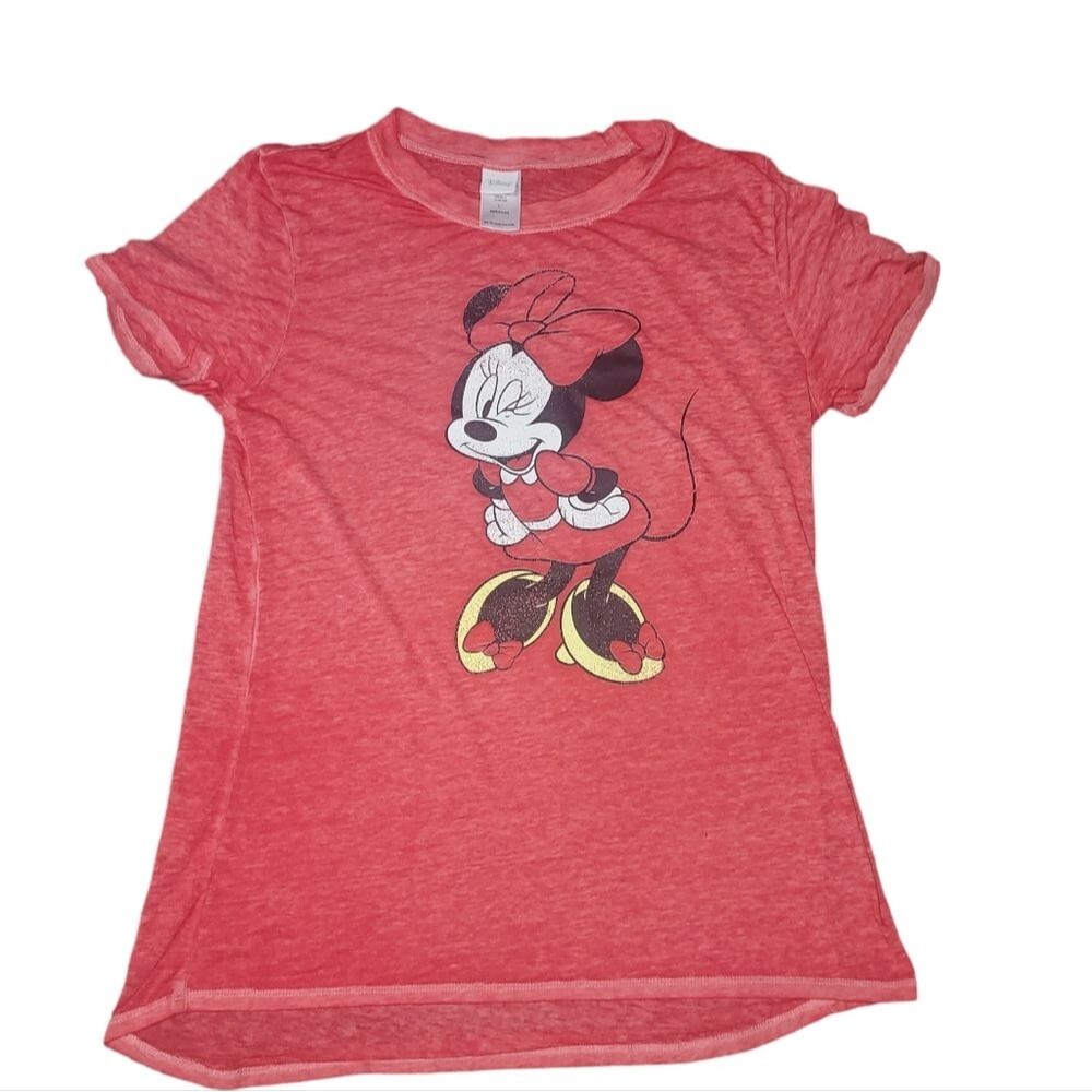 Disney Sheer Minnie Mouse Hair Bow Heels Shirt Large